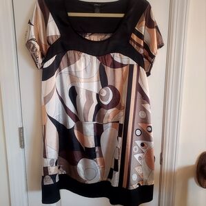 Satin retro geometric print